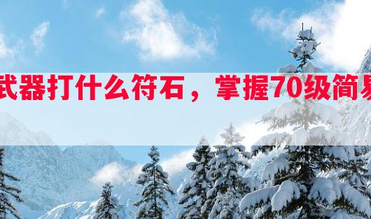 梦幻西游70简易武器打什么符石，掌握70级简易武器最佳符石搭配