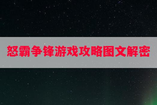 怒霸争锋游戏攻略图文解密